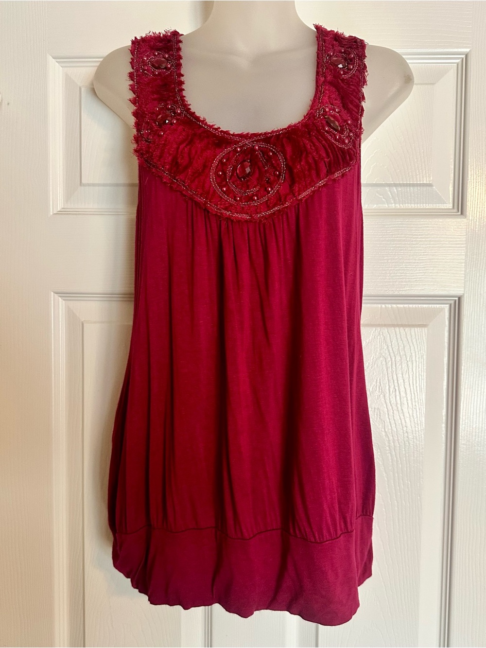 Rue21 Embellished Tank Top in Deep Berry Red